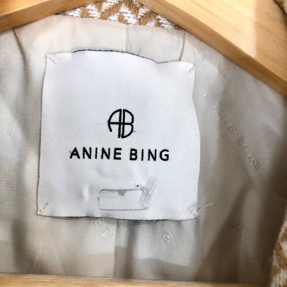 Anine Bing Fishbone Blazer in Tan and Cream Size XS - Picture 3 of 10